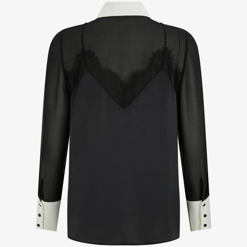 Mint Velvet Black Sheer Lace Shirt